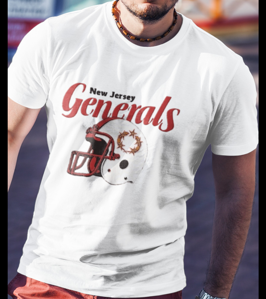 New Jersey Generals Distressed Helmet Five Stars T-Shirt