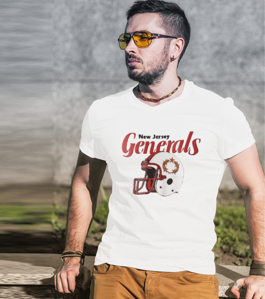 New Jersey Generals Distressed Helmet Five Stars T-Shirt