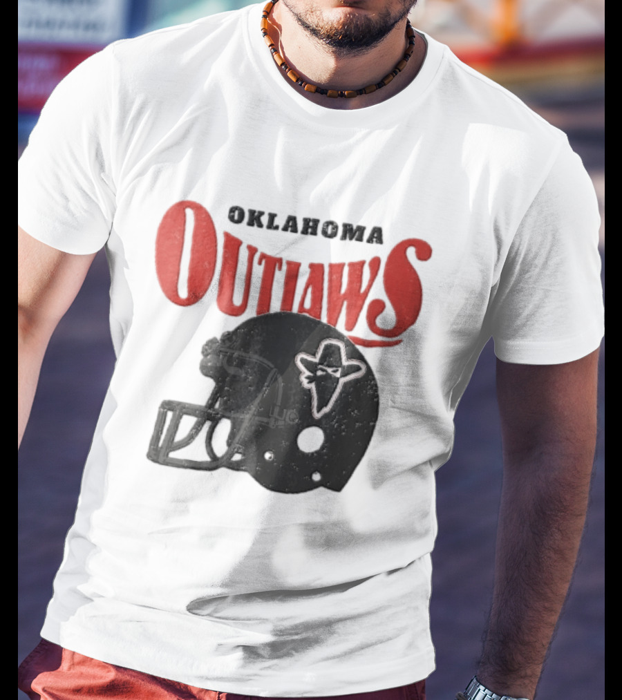 Oklahoma Outlaws Distressed Black Helmet Masked Bandit 2025 T-Shirt