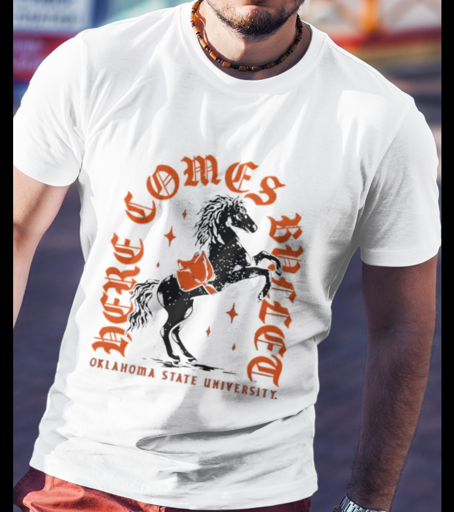 Oklahoma State University Here Comes Bullet Horse Riding Spirit T-Shirt