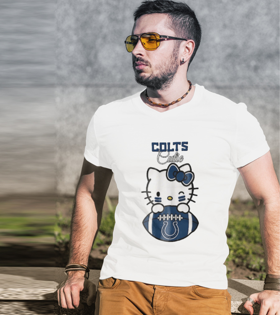 Indianapolis Colts Cutie Cartoon Cat Football Bow T-Shirt