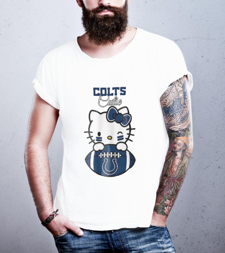 Indianapolis Colts Cutie Cartoon Cat Football Bow T-Shirt