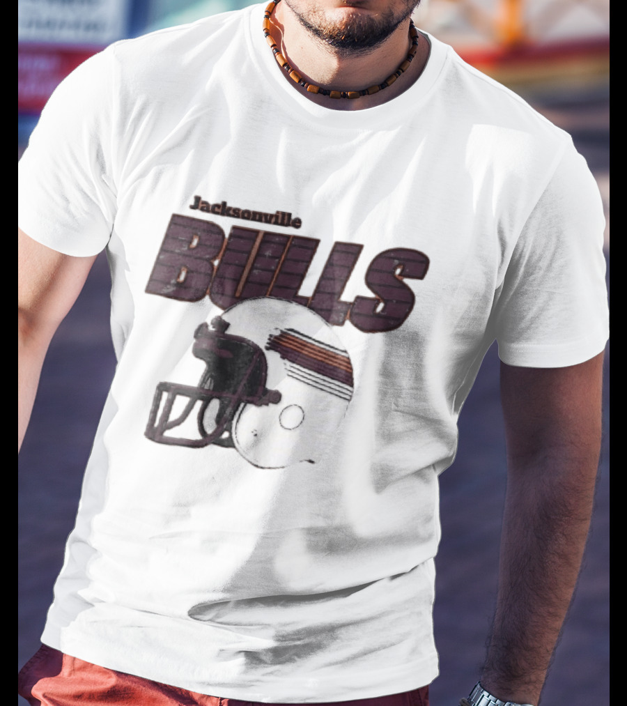Jacksonville Bulls USFL Distressed Football Helmet T-Shirt