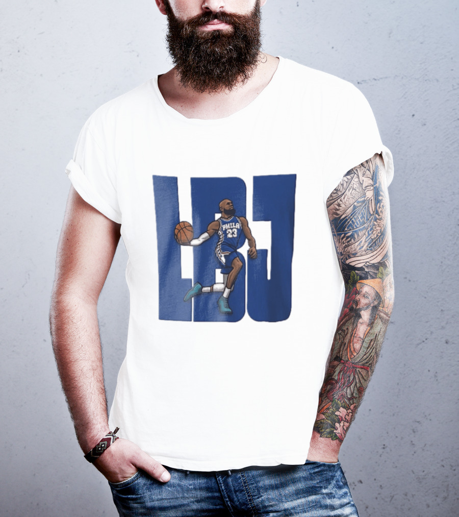 Philadelphia 76ers Phila 23 Cartoon Caricature Basketball Player Dribbling Lbj T-Shirt