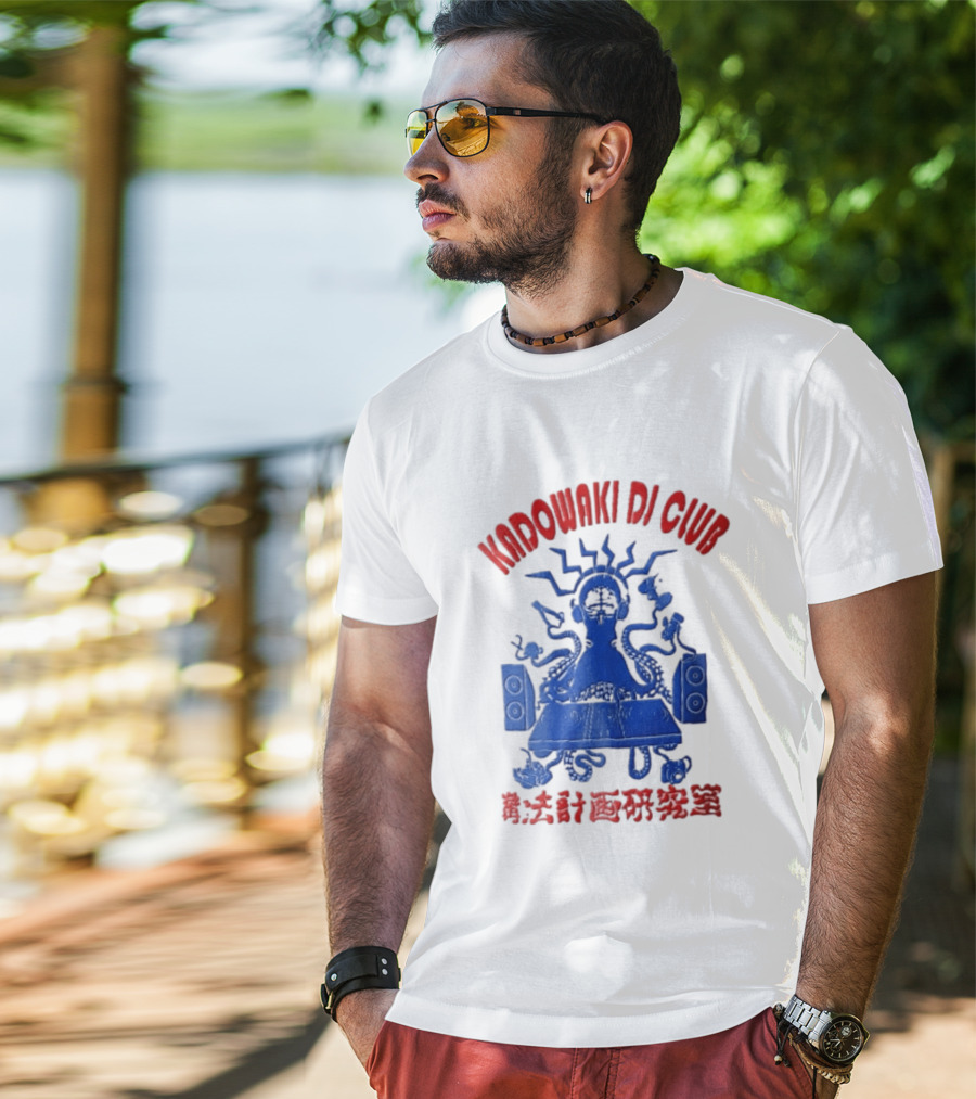 Kadowaki Dj Club Blue Octopus Turntable Brain Headphones Speakers 2024 T-Shirt