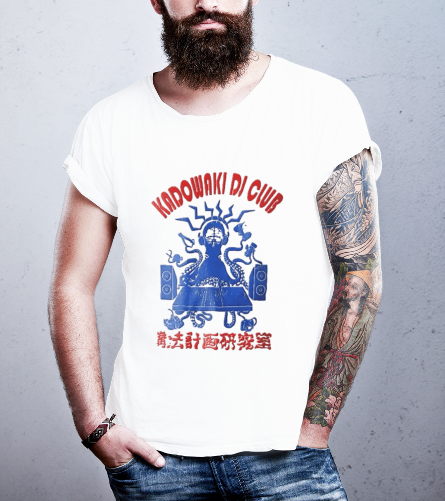 Kadowaki Dj Club Blue Octopus Turntable Brain Headphones Speakers 2024 T-Shirt