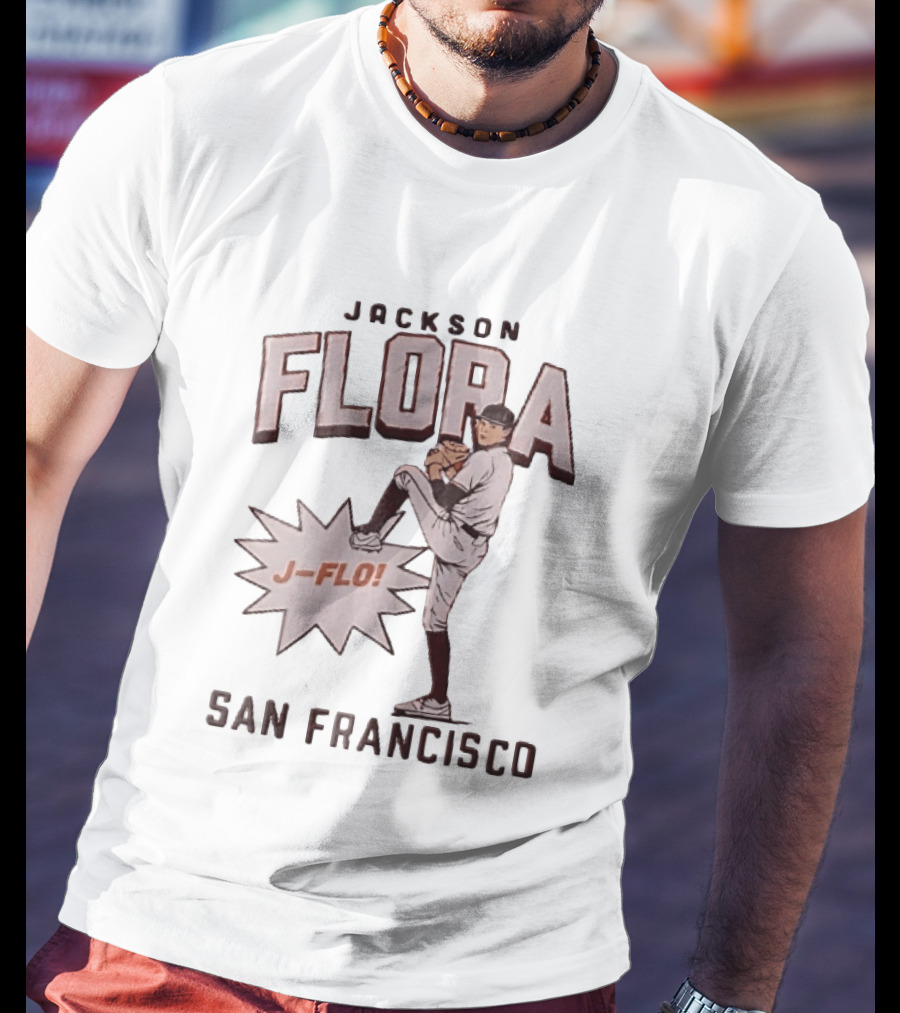 Jackson Flora J Flo Baseball Pitcher San Francisco Starburst T-Shirt