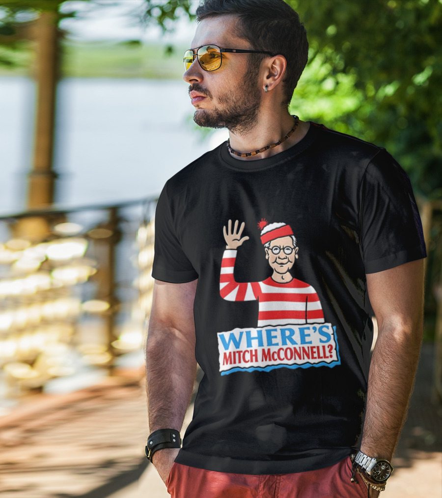 Where's Mitch McConnell Red White Stripes Waving T-Shirt