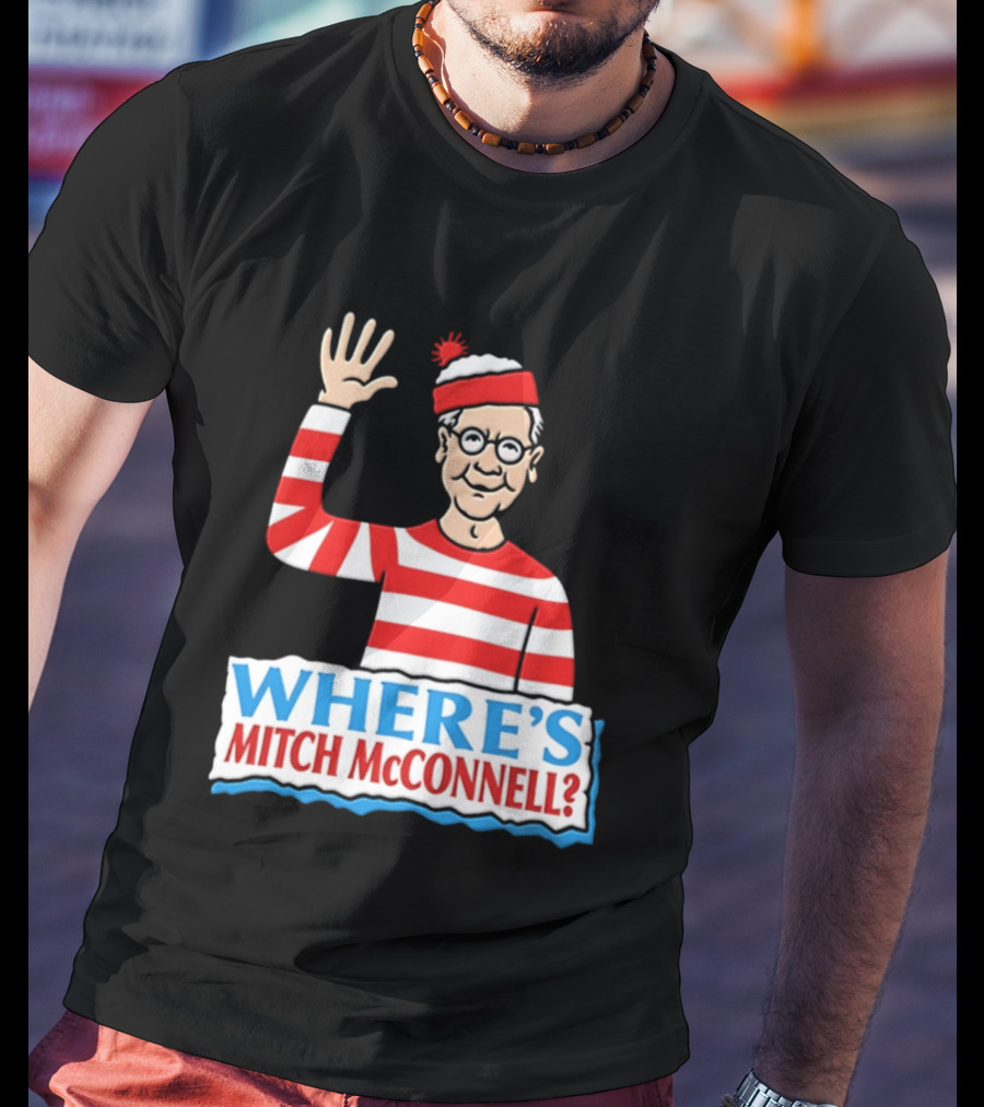 Where's Mitch McConnell Red White Stripes Waving T-Shirt