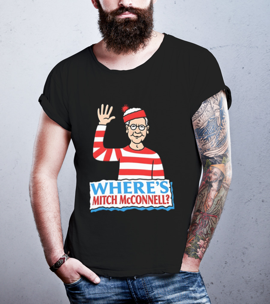 Where's Mitch McConnell Red White Stripes Waving T-Shirt