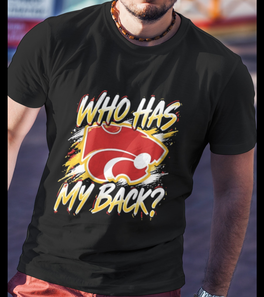 Wildcat Who Has My Back Bold Red And White Paw Print T-Shirt