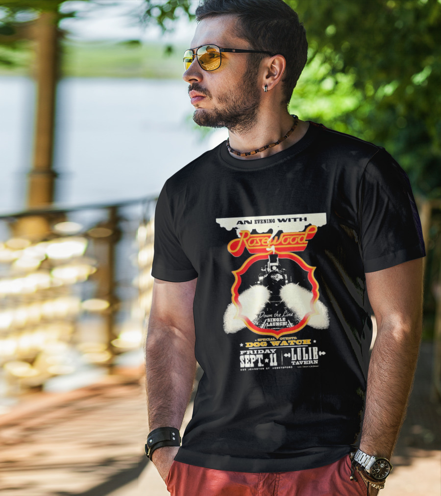 An Evening With Rosewood Down The Line Single Launch Sep 11 2026 Lulie Tavern Special Guest Dog T-Shirt