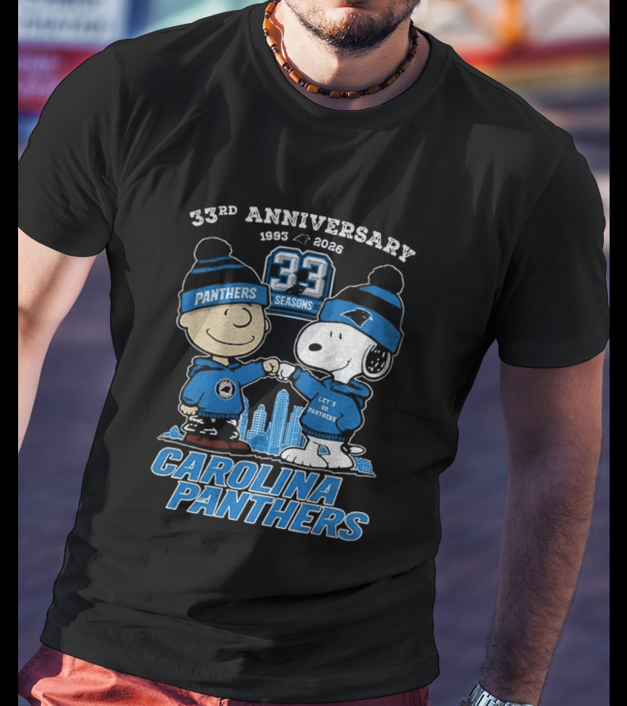 Charlie Brown Snoopy Carolina Panthers 33rd Anniversary 1993 2026 Seasons T-Shirt