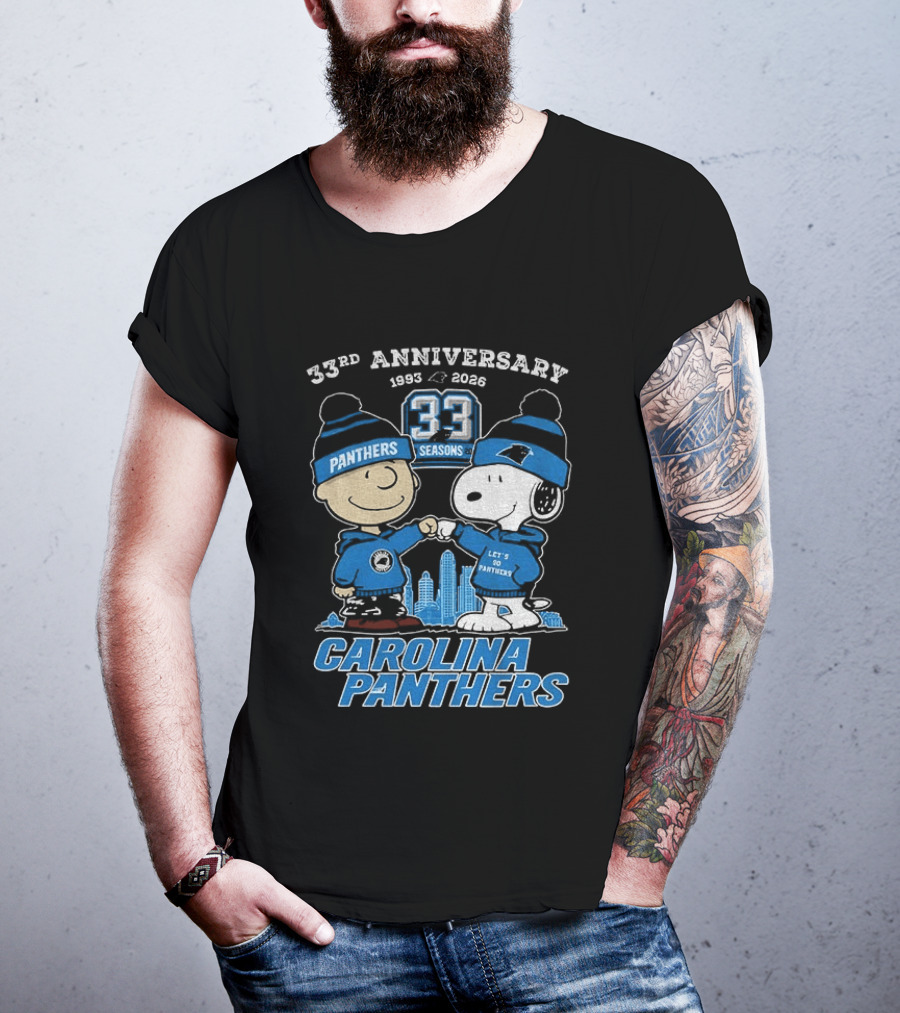 Charlie Brown Snoopy Carolina Panthers 33rd Anniversary 1993 2026 Seasons T-Shirt