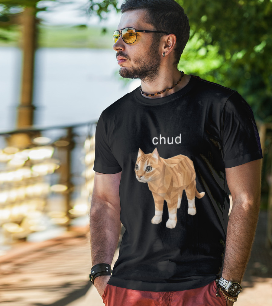 Chud Low Poly Geometric Orange Tabby Cat T-Shirt