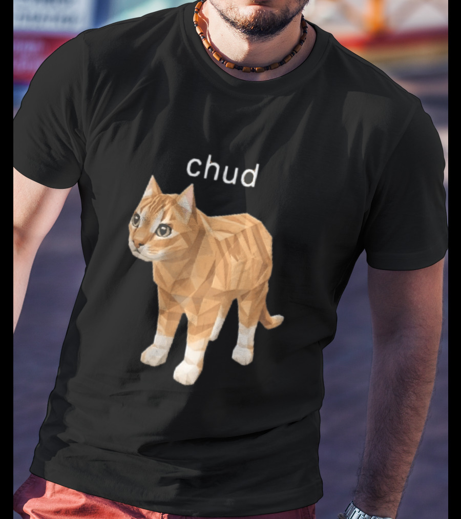 Chud Low Poly Geometric Orange Tabby Cat T-Shirt