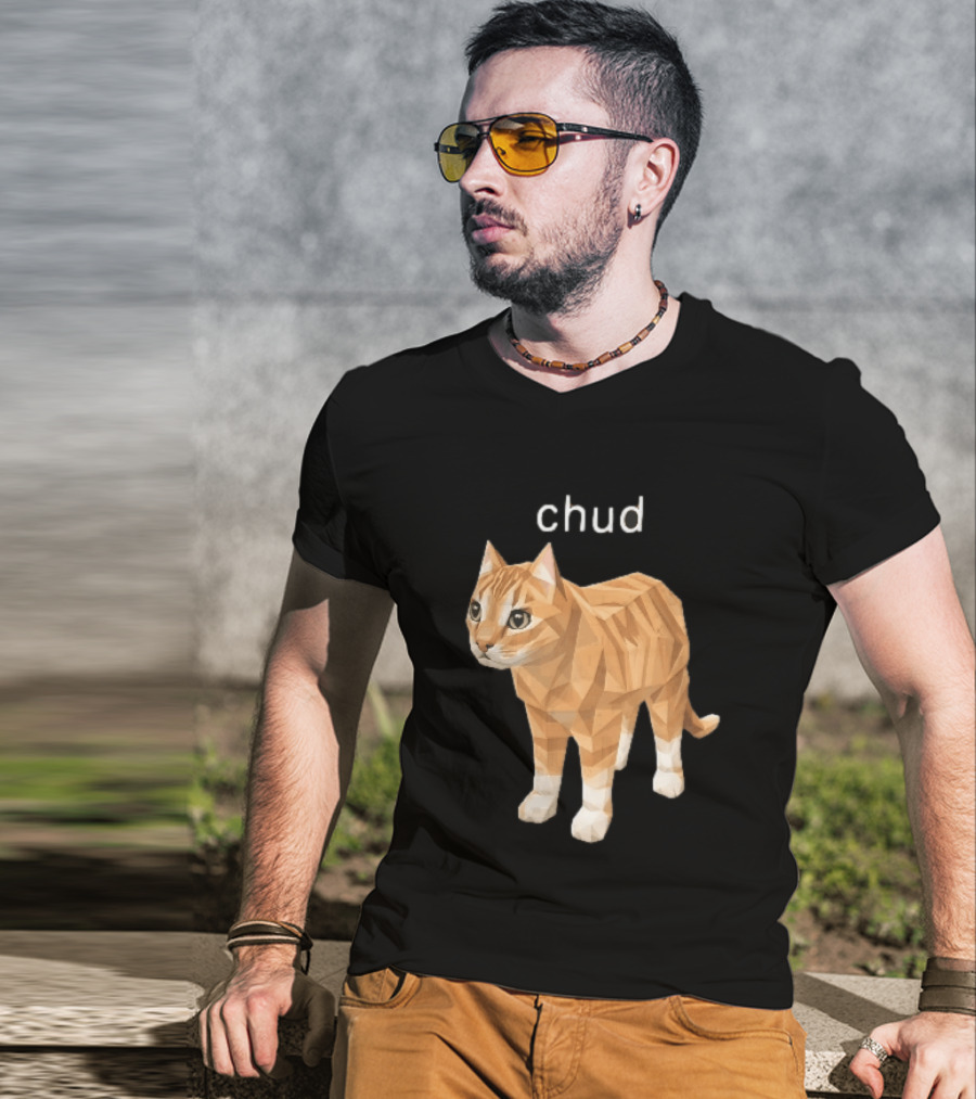 Chud Low Poly Geometric Orange Tabby Cat T-Shirt