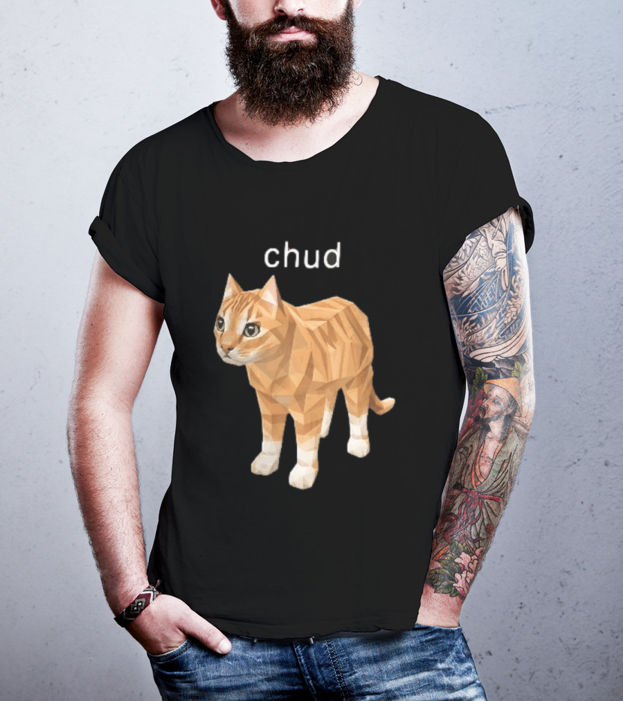 Chud Low Poly Geometric Orange Tabby Cat T-Shirt
