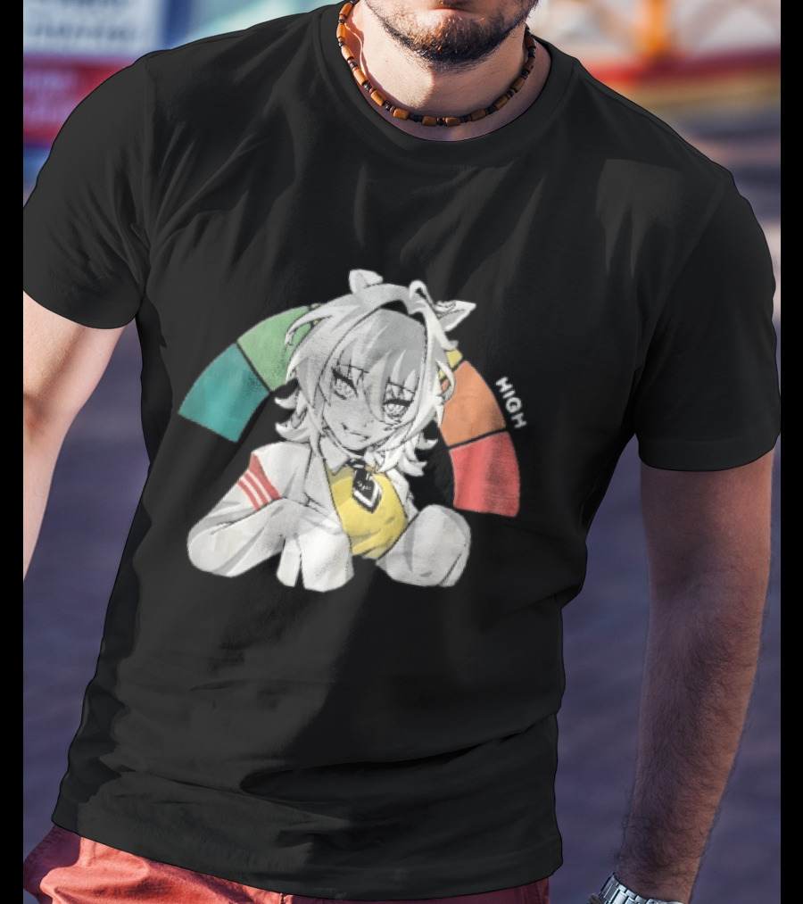 High Anime Cat Girl White Hair Threat Meter Gauge T-Shirt