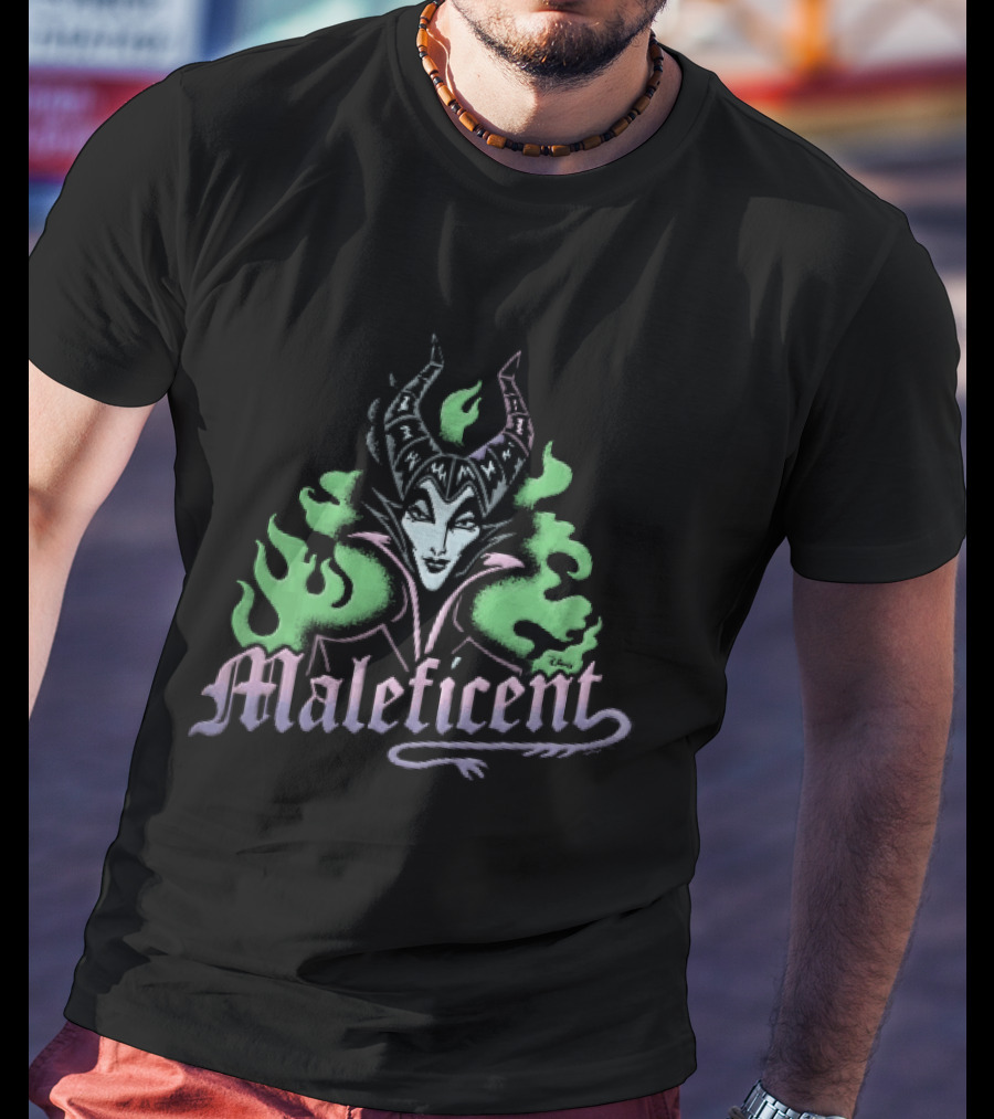 Disney Maleficent Horned Villain Green Flames T-Shirt