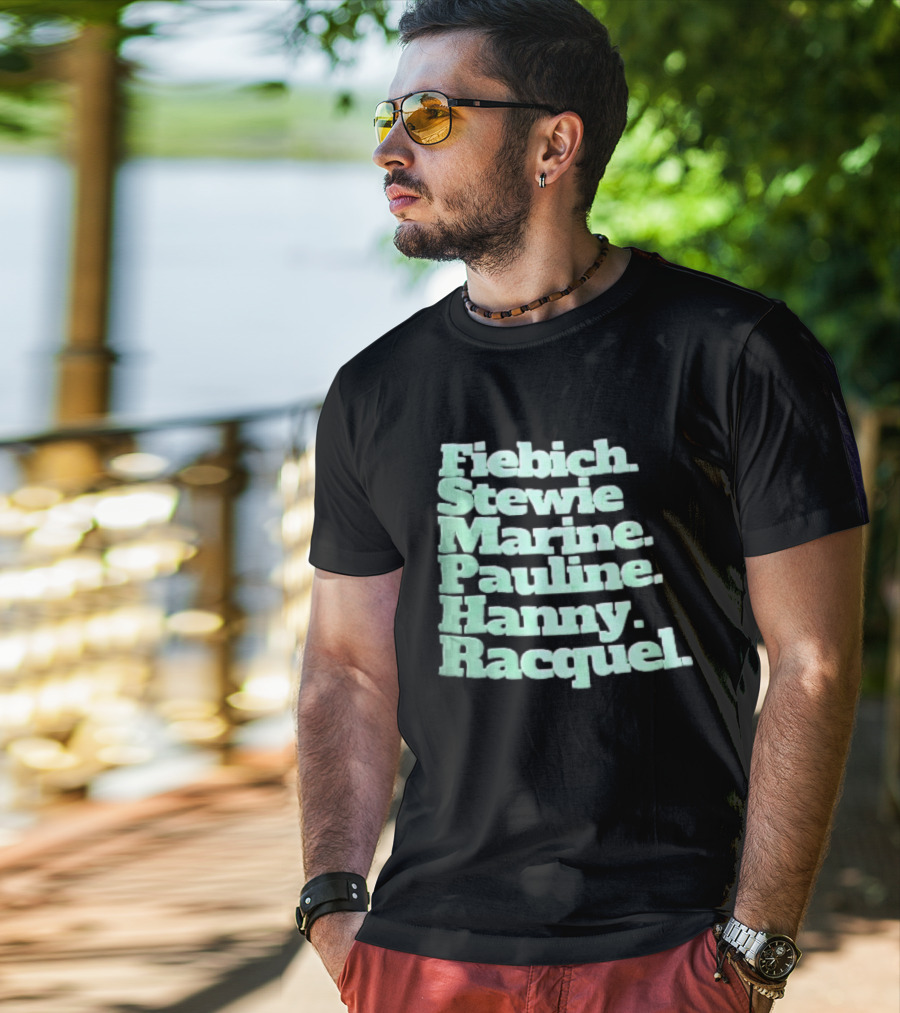 Fiebich Stewie Marine Pauline Hanny Racquel Mint Green Stacked Name List T-Shirt