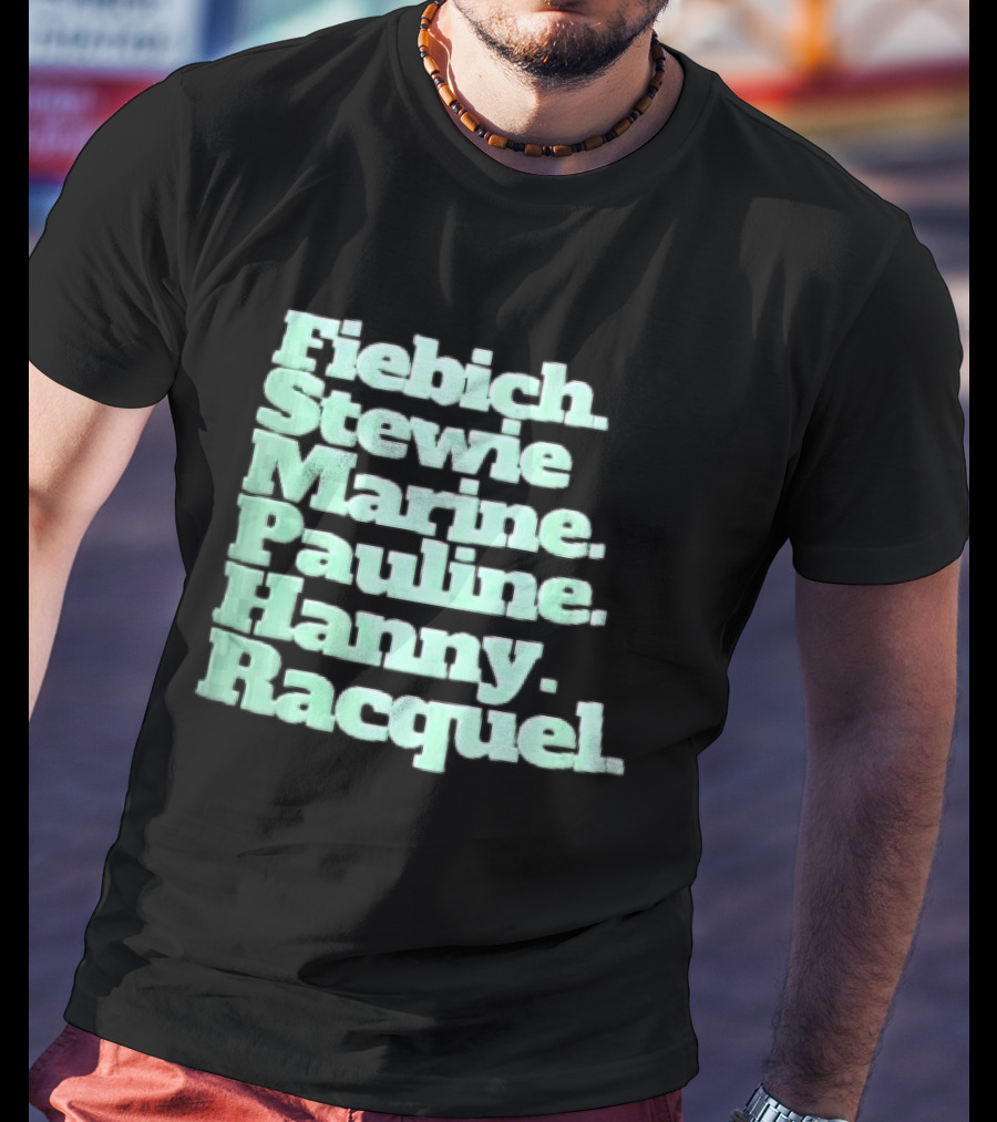 Fiebich Stewie Marine Pauline Hanny Racquel Mint Green Stacked Name List T-Shirt