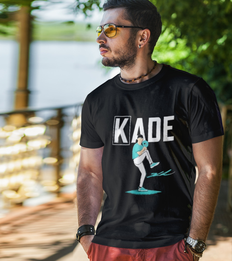 Kade Baseball Pitcher Teal Jersey Mound Action Cartoon T-Shirt