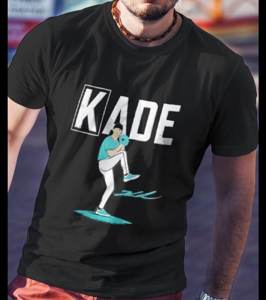 Kade Baseball Pitcher Teal Jersey Mound Action Cartoon T-Shirt