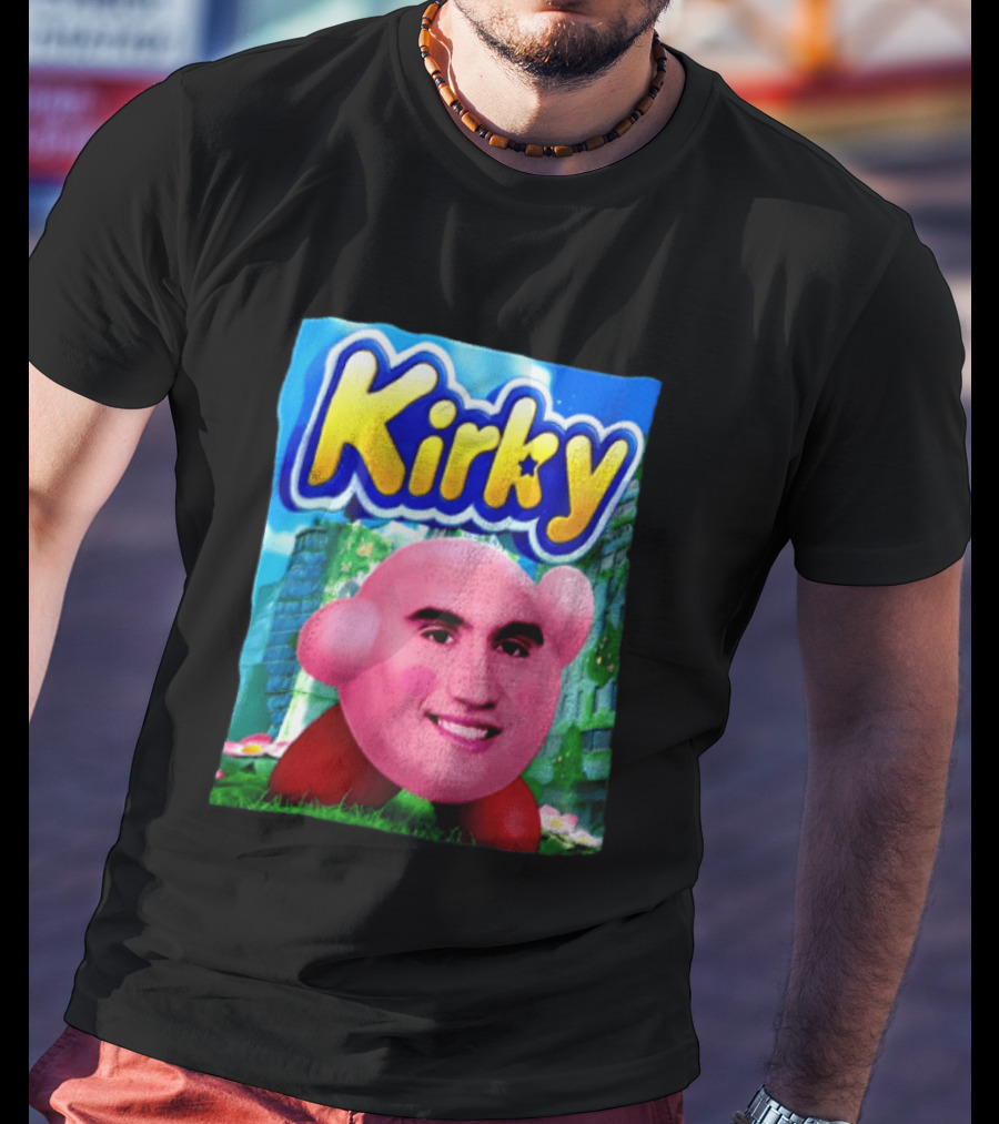 Kirky Kirby Nintendo Inspired Face Mashup Retro Gaming Nostalgia T-Shirt
