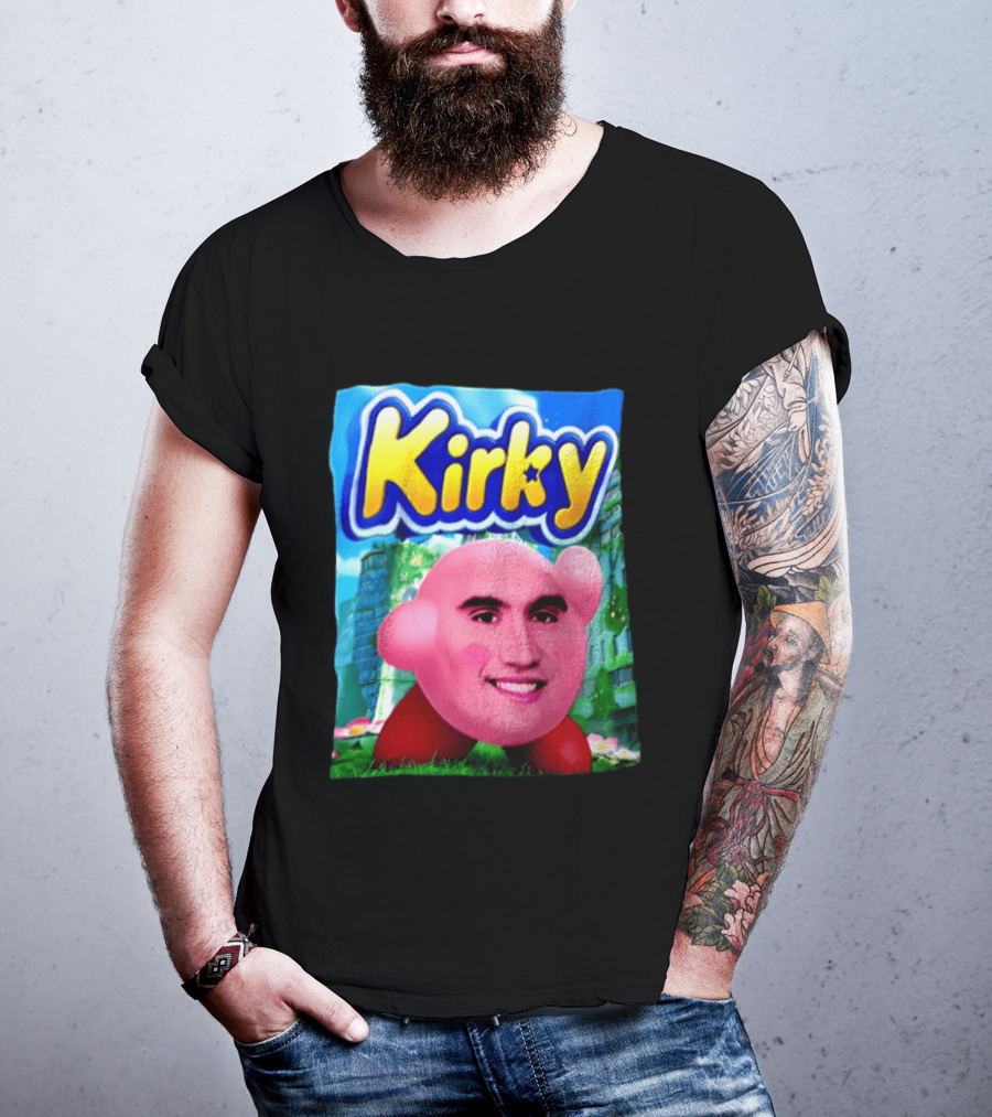 Kirky Kirby Nintendo Inspired Face Mashup Retro Gaming Nostalgia T-Shirt