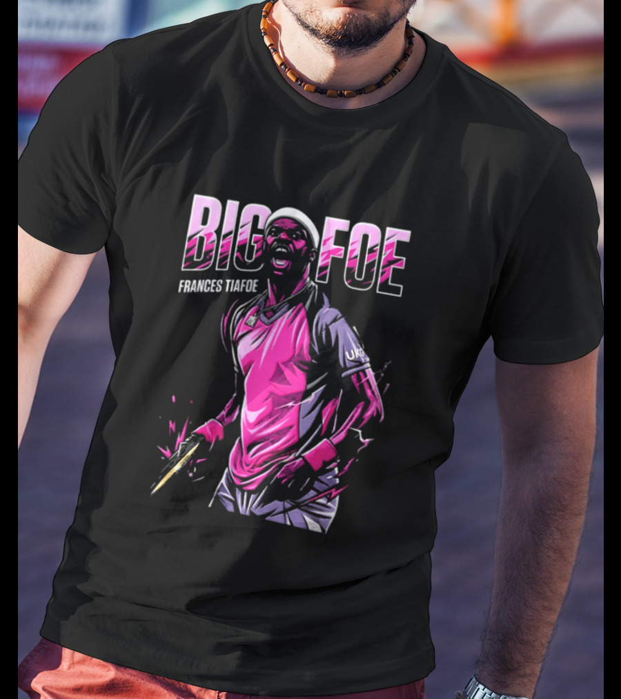 Frances Tiafoe Big Foe Tennis Scream Dynamic Pink Energy T-Shirt