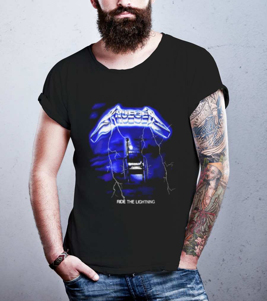 Krueger Ride The Lightning Wheelchair Electric Blue Thunderbolt T-Shirt