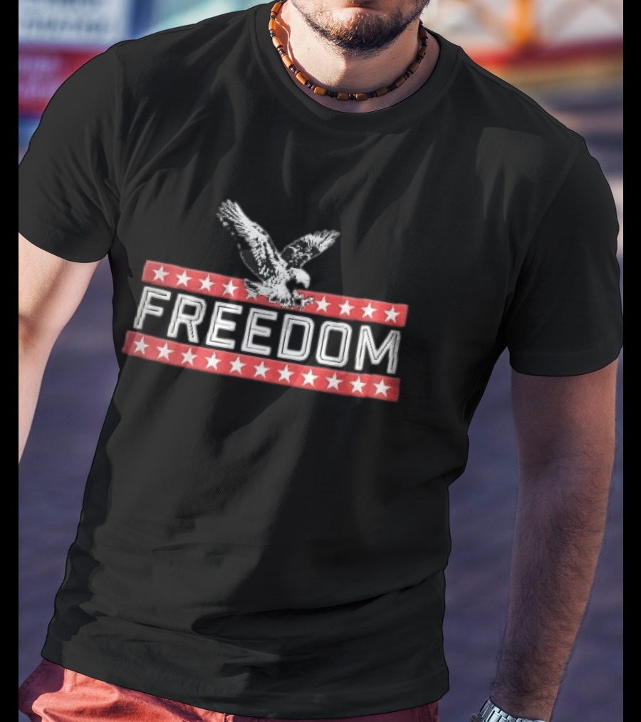 Freedom Swooping Eagle With Stars And Stripes Banners T-Shirt