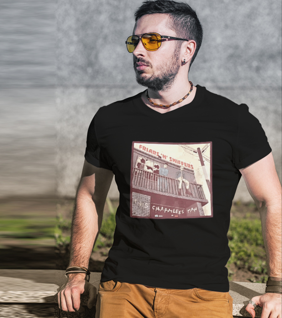 Friars N Sniffers Charmless Man Two Figures Balcony Broken Windows T-Shirt