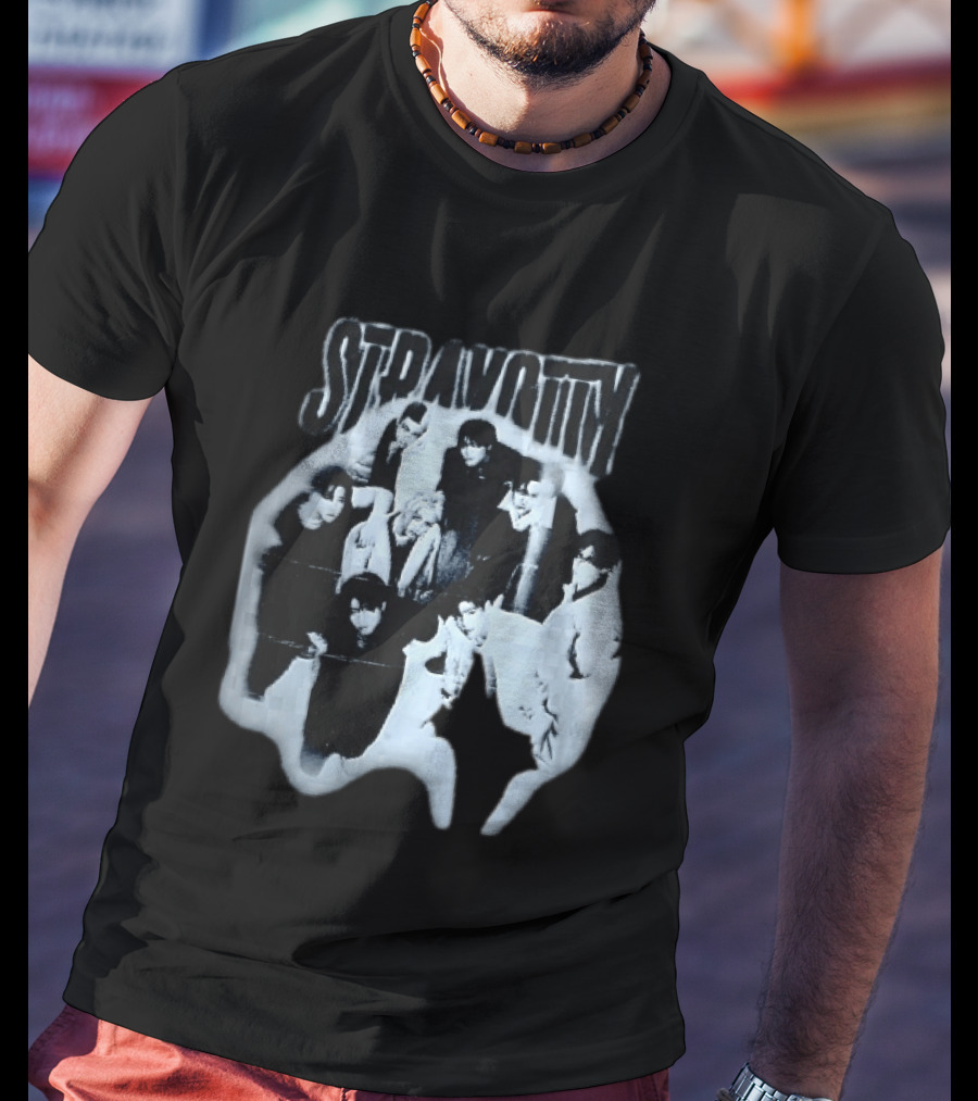 Stravotty K Pop Boy Group Monochrome Distressed Bootleg Photo T-Shirt