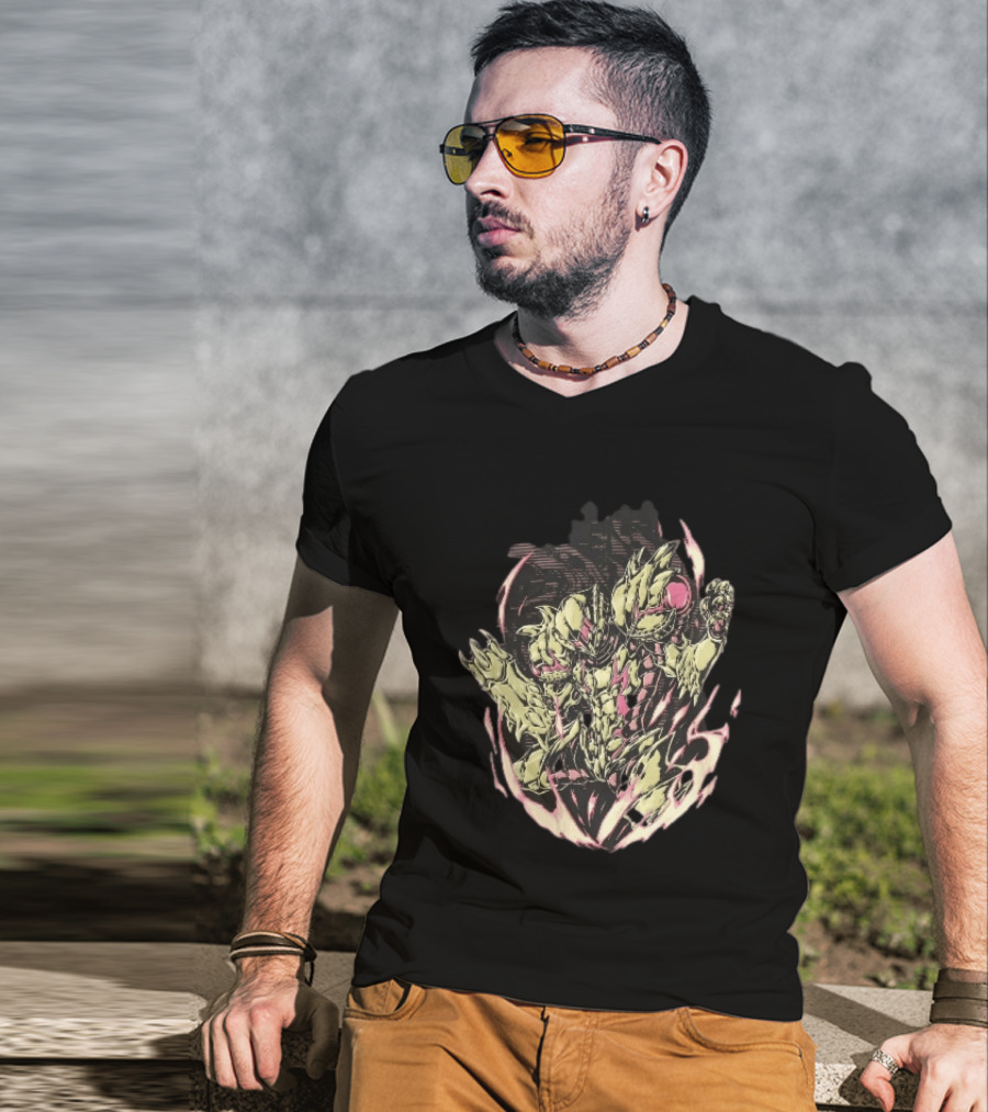 Metroid Samus Aran Suit Glowing Aura Halftone Powering Up T-Shirt