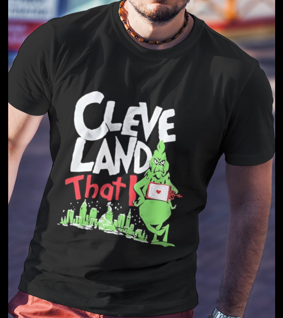 Cleveland That I Grinch Holiday Skyline Sweater T-Shirt