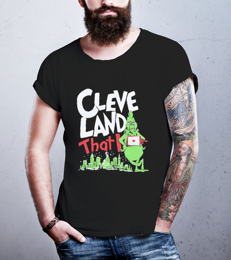 Cleveland That I Grinch Holiday Skyline Sweater T-Shirt