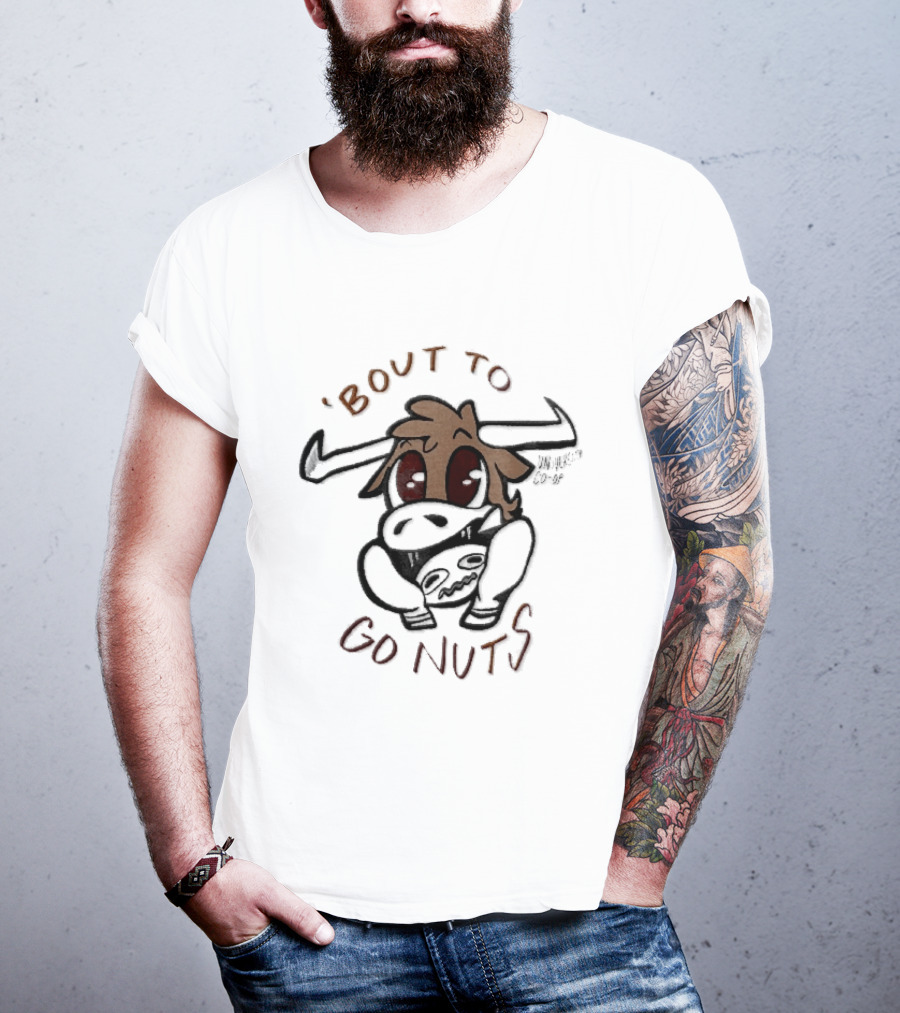 Bout To Go Nuts Cartoon Longhorn Bull Scared T-Shirt