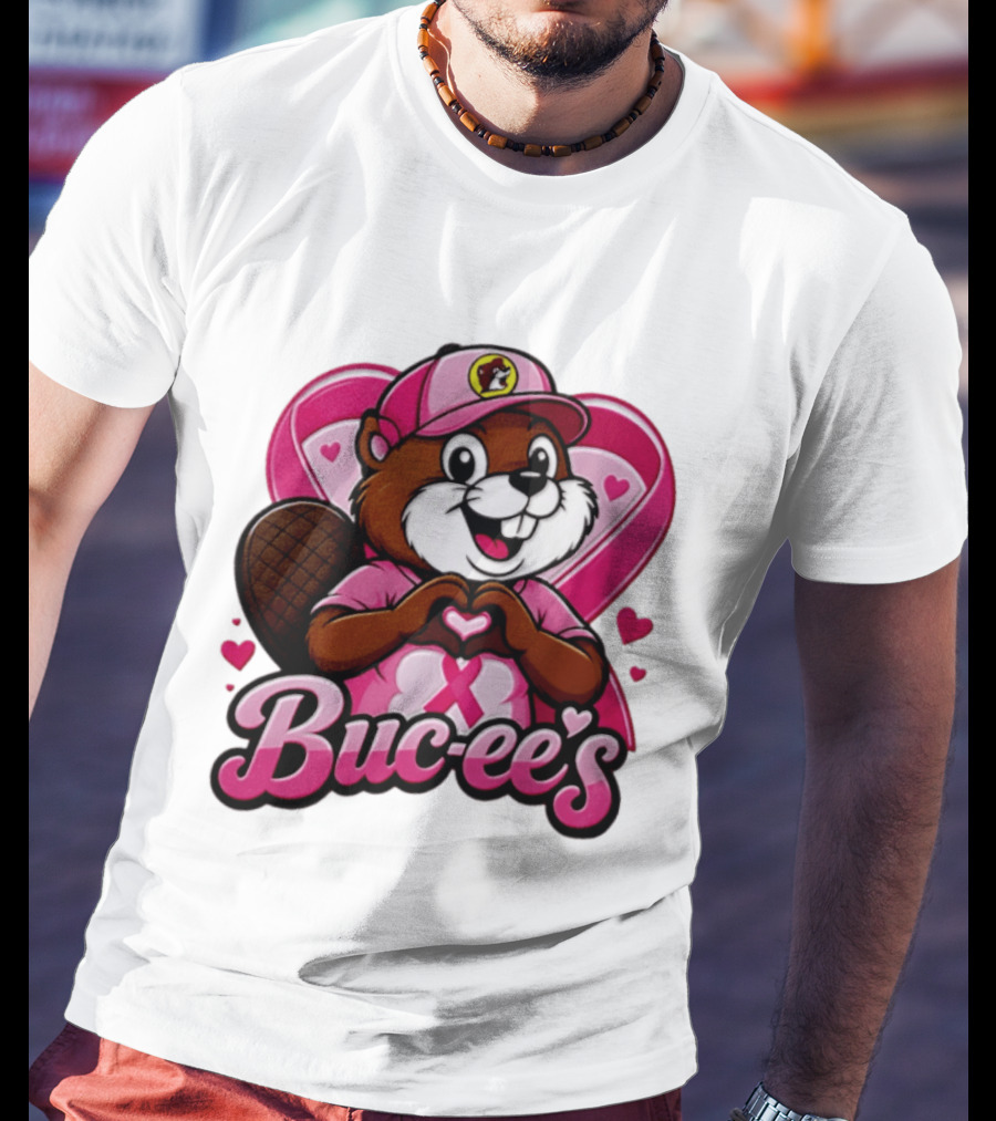 Buc Ee's Pink Ribbon Beaver Breast Cancer Awareness T-Shirt