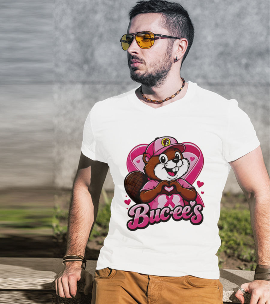 Buc Ee's Pink Ribbon Beaver Breast Cancer Awareness T-Shirt