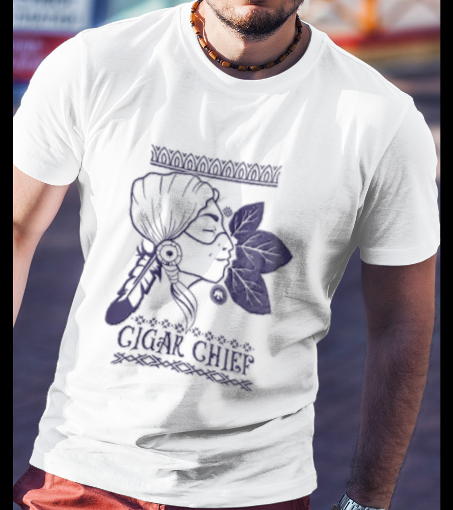Cigar Chief Native American Smoking Profile T-Shirt