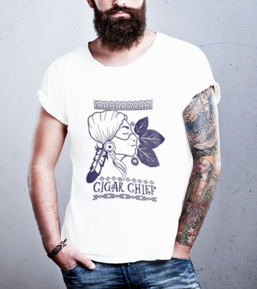 Cigar Chief Native American Smoking Profile T-Shirt