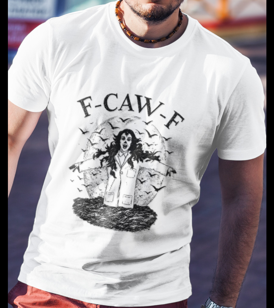 F Caw F Woman Scientist Lab Coat Crows Full Moon T-Shirt