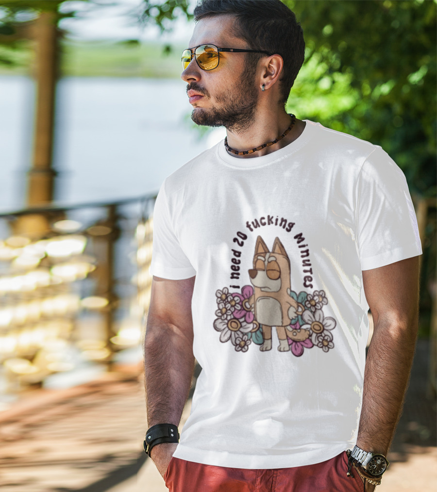 I Need 20 Fucking Minutes Bluey Bingo Floral T-Shirt