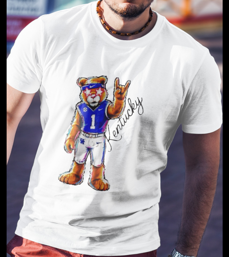 Kentucky Wildcats Mascot NCAA Pink Star Glasses Rock Sign T-Shirt