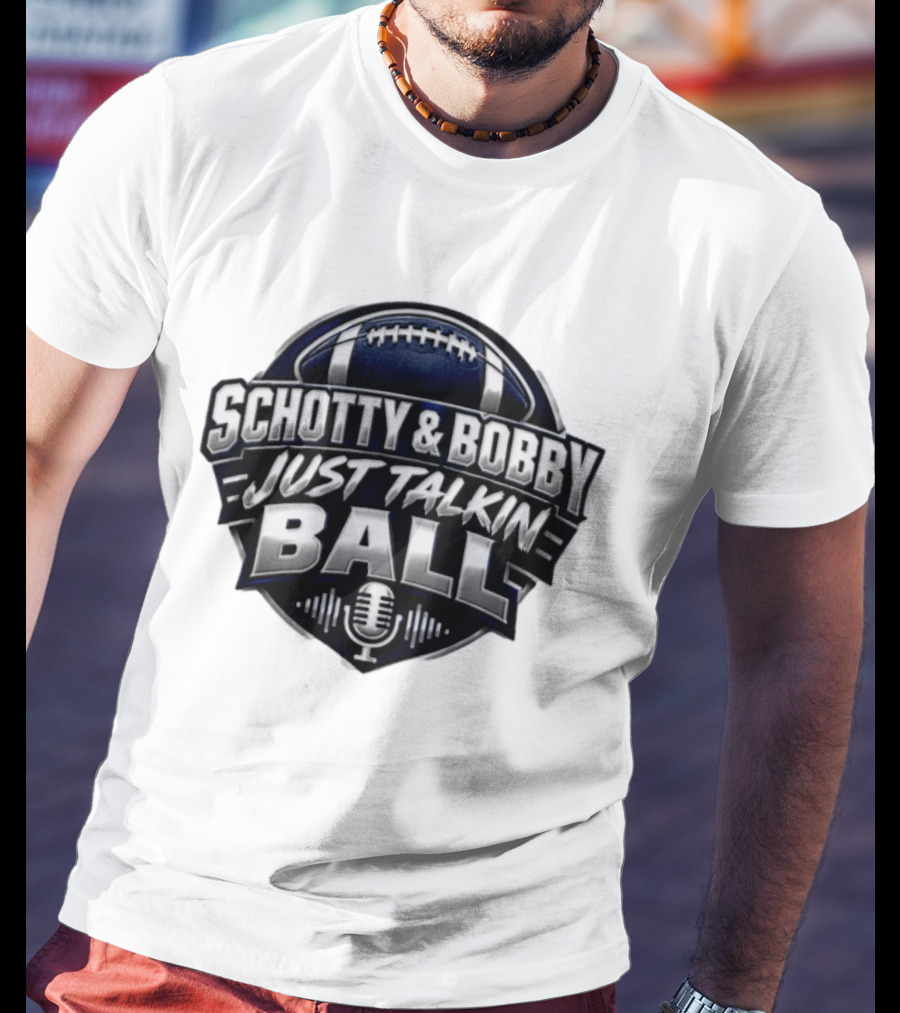 Schotty & Bobby Just Talkin Ball Podcast Football Microphone T-Shirt