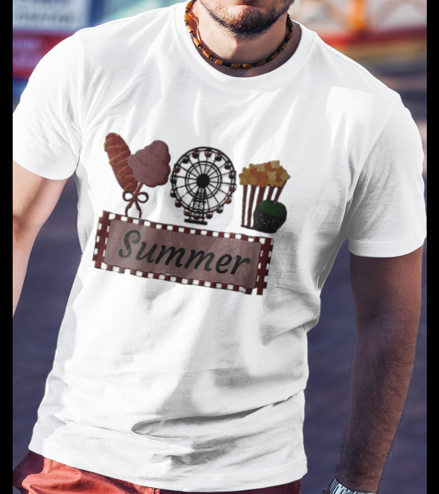Summer Corn Dog Cotton Candy Ferris Wheel Popcorn Caramel Apple T-Shirt