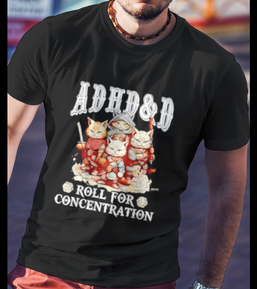 ADHD&D Roll For Concentration Cat Trio Adventure T-Shirt