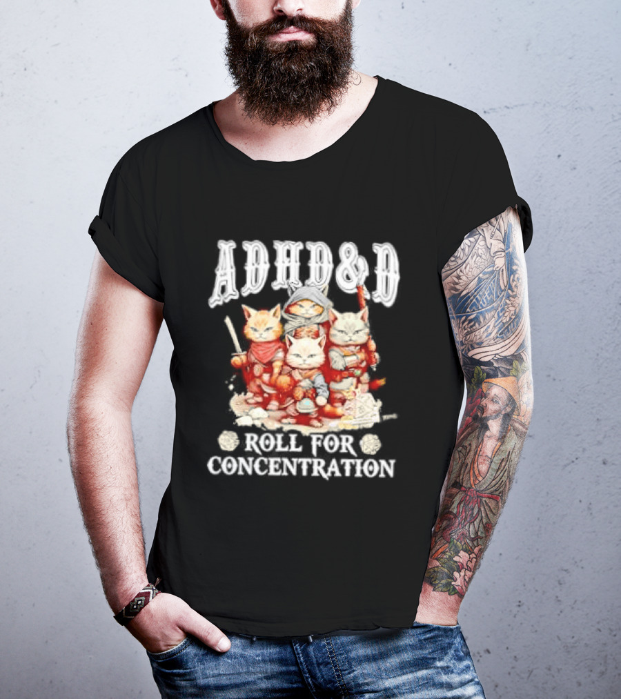 ADHD&D Roll For Concentration Cat Trio Adventure T-Shirt